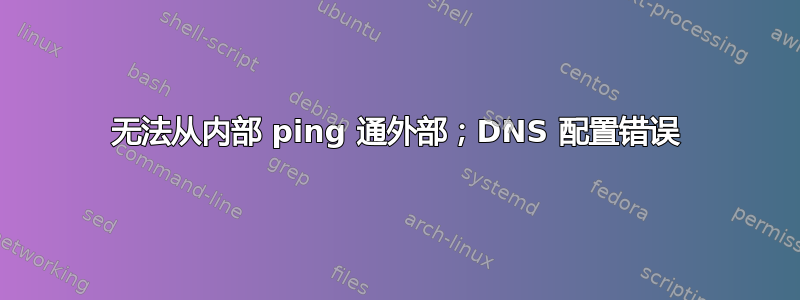 无法从内部 ping 通外部；DNS 配置错误