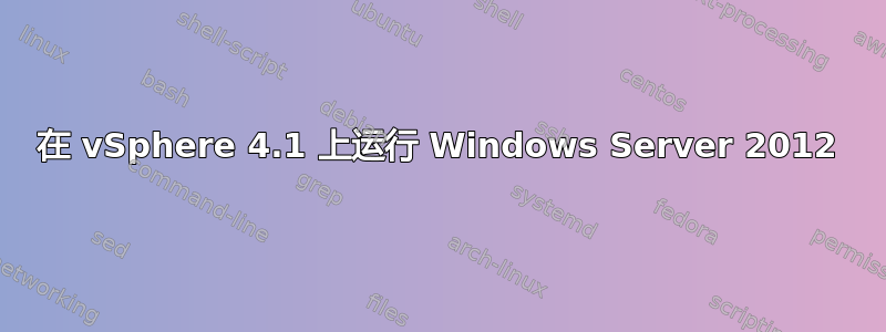 在 vSphere 4.1 上运行 Windows Server 2012