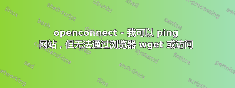 openconnect - 我可以 ping 网站，但无法通过浏览器 wget 或访问