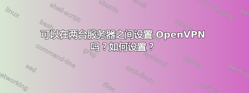 可以在两台服务器之间设置 OpenVPN 吗？如何设置？