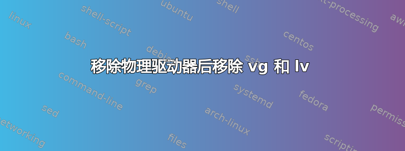 移除物理驱动器后移除 vg 和 lv