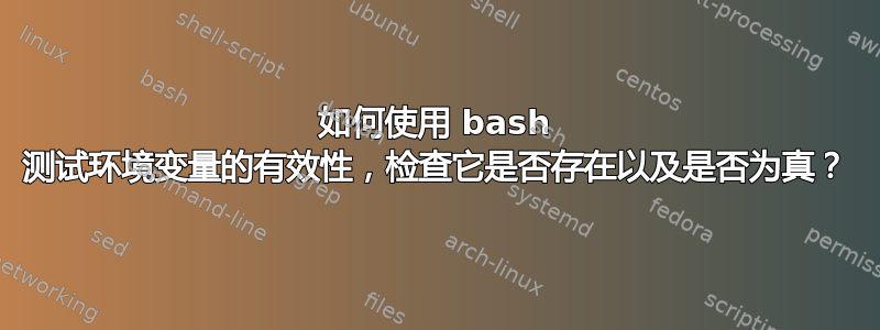 如何使用 bash 测试环境变量的有效性，检查它是否存在以及是否为真？