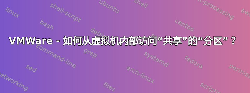 VMWare - 如何从虚拟机内部访问“共享”的“分区”？