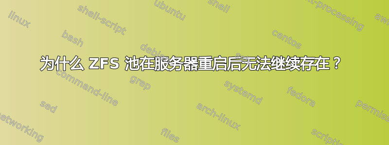 为什么 ZFS 池在服务器重启后无法继续存在？