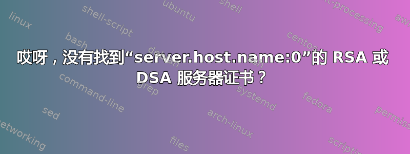 哎呀，没有找到“server.host.name:0”的 RSA 或 DSA 服务器证书？