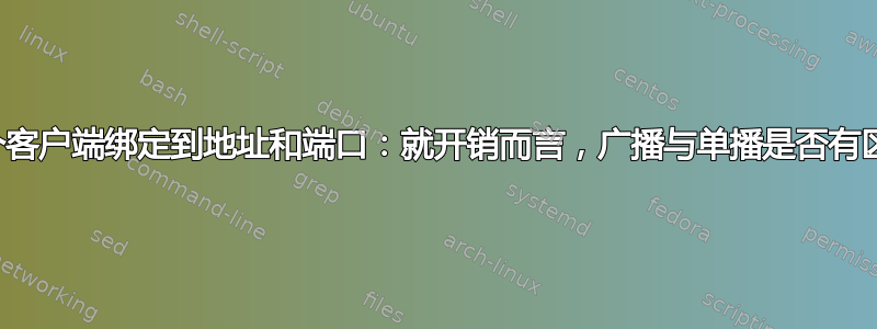 仅一个客户端绑定到地址和端口：就开销而言，广播与单播是否有区别？