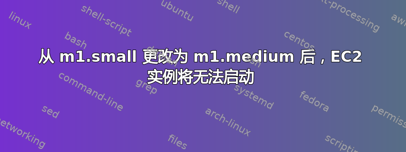 从 m1.small 更改为 m1.medium 后，EC2 实例将无法启动