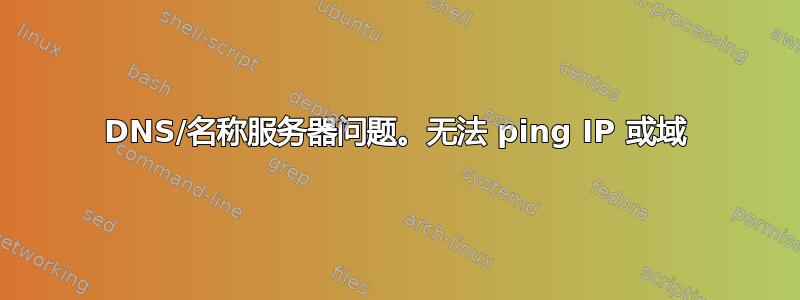 DNS/名称服务器问题。无法 ping IP 或域