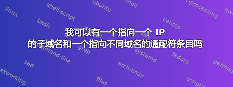 我可以有一个指向一个 IP 的子域名和一个指向不同域名的通配符条目吗