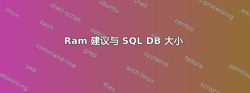 Ram 建议与 SQL DB 大小