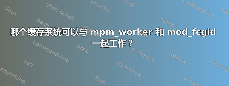 哪个缓存系统可以与 mpm_worker 和 mod_fcgid 一起工作？