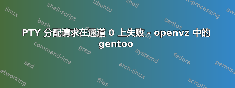 PTY 分配请求在通道 0 上失败 - openvz 中的 gentoo