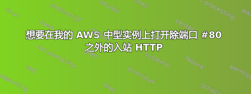 想要在我的 AWS 中型实例上打开除端口 #80 之外的入站 HTTP