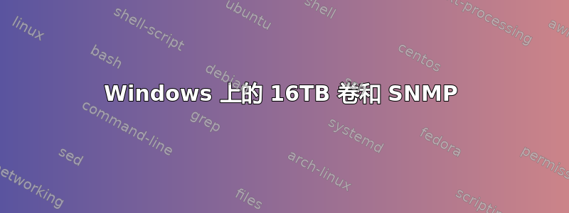 Windows 上的 16TB 卷和 SNMP