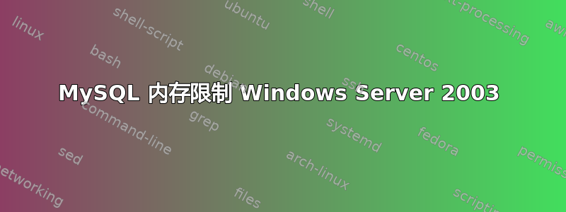 MySQL 内存限制 Windows Server 2003