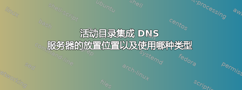 活动目录集成 DNS 服务器的放置位置以及使用哪种类型