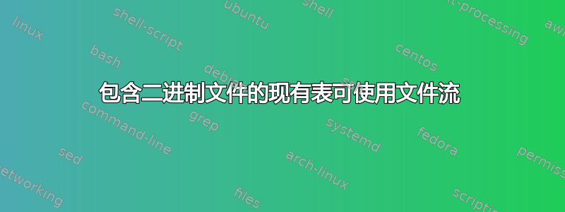 包含二进制文件的现有表可使用文件流