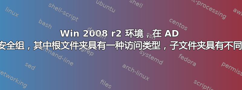 Win 2008 r2 环境，在 AD 中创建安全组，其中根文件夹具有一种访问类型，子文件夹具有不同的权限