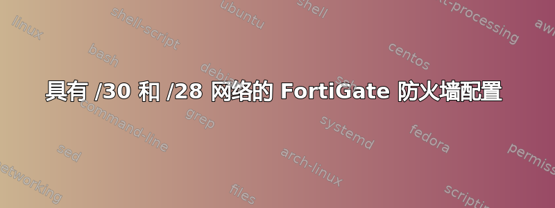 具有 /30 和 /28 网络的 FortiGate 防火墙配置