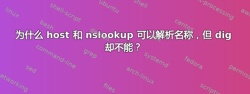 为什么 host 和 nslookup 可以解析名称，但 dig 却不能？