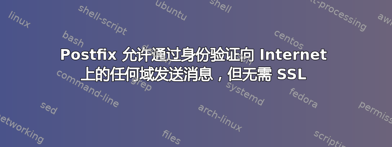 Postfix 允许通过身份验证向 Internet 上的任何域发送消息，但无需 SSL