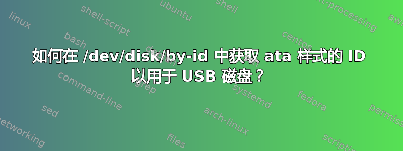 如何在 /dev/disk/by-id 中获取 ata 样式的 ID 以用于 USB 磁盘？