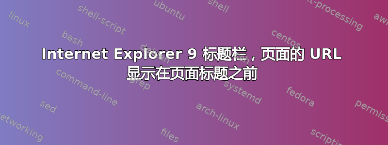 Internet Explorer 9 标题栏，页面的 URL 显示在页面标题之前