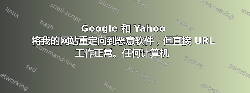 Google 和 Yahoo 将我的网站重定向到恶意软件，但直接 URL 工作正常。任何计算机 