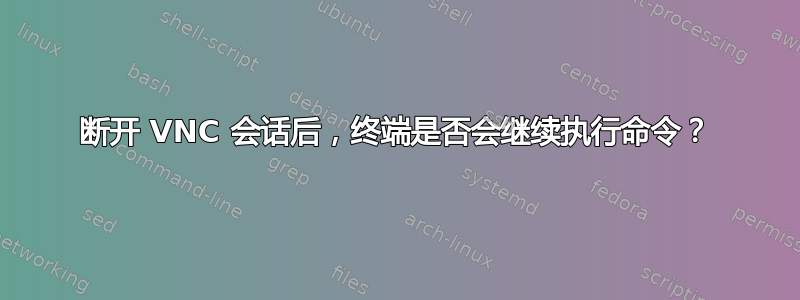 断开 VNC 会话后，终端是否会继续执行命令？