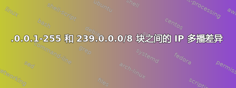 224.0.0.1-255 和 239.0.0.0/8 块之间的 IP 多播差异