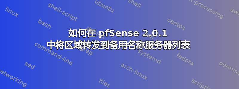 如何在 pfSense 2.0.1 中将区域转发到备用名称服务器列表