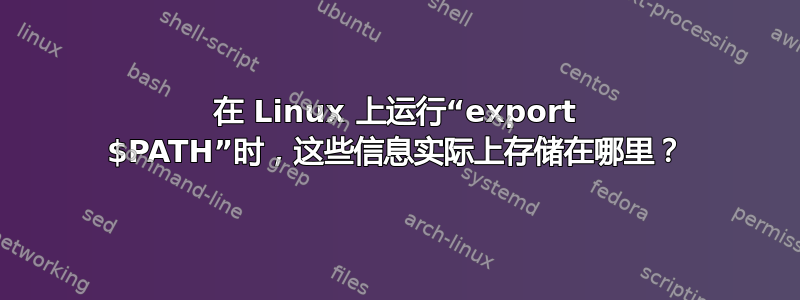 在 Linux 上运行“export $PATH”时，这些信息实际上存储在哪里？