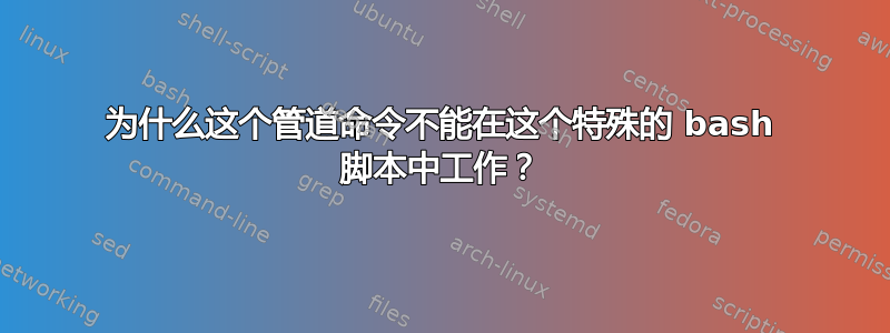 为什么这个管道命令不能在这个特殊的 bash 脚本中工作？