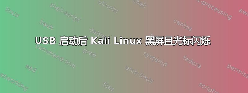 USB 启动后 Kali Linux 黑屏且光标闪烁