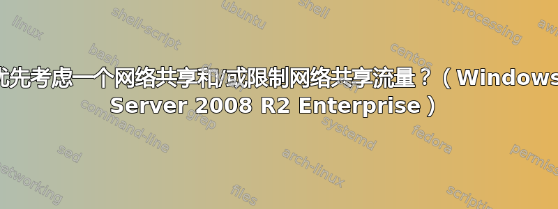 优先考虑一个网络共享和/或限制网络共享流量？（Windows Server 2008 R2 Enterprise）