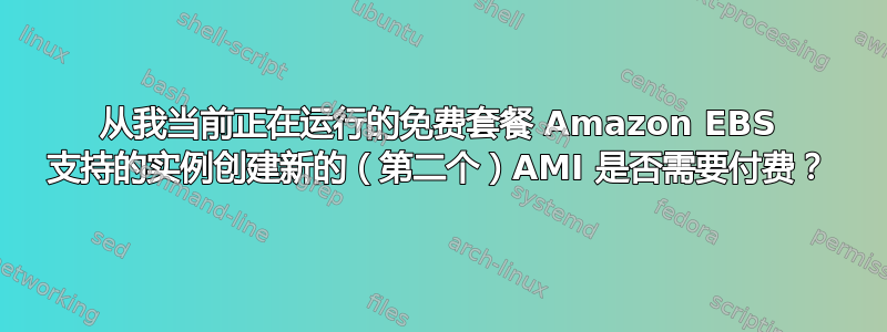 从我当前正在运行的免费套餐 Amazon EBS 支持的实例创建新的（第二个）AMI 是否需要付费？