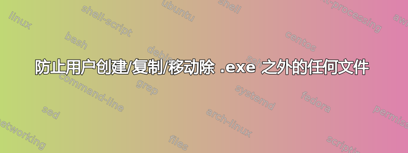 防止用户创建/复制/移动除 .exe 之外的任何文件