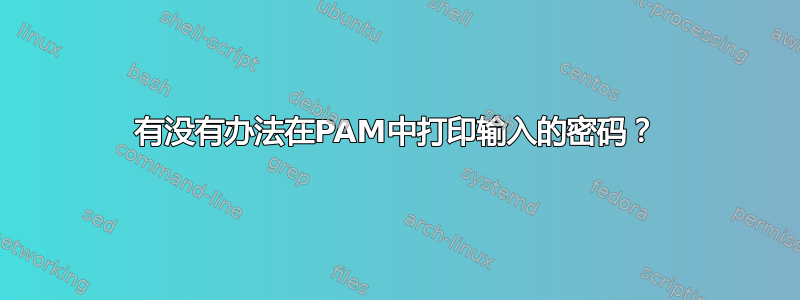 有没有办法在PAM中打印输入的密码？