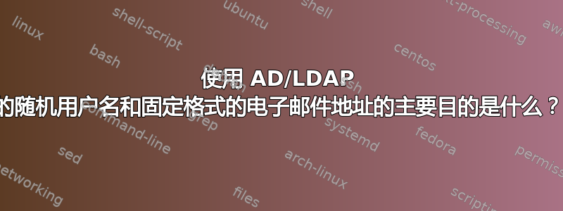 使用 AD/LDAP 的随机用户名和固定格式的电子邮件地址的主要目的是什么？