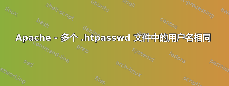 Apache - 多个 .htpasswd 文件中的用户名相同