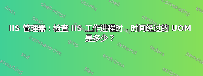 IIS 管理器：检查 IIS 工作进程时，时间经过的 UOM 是多少？