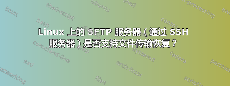 Linux 上的 SFTP 服务器（通过 SSH 服务器）是否支持文件传输恢复？