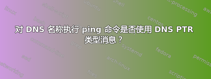 对 DNS 名称执行 ping 命令是否使用 DNS PTR 类型消息？