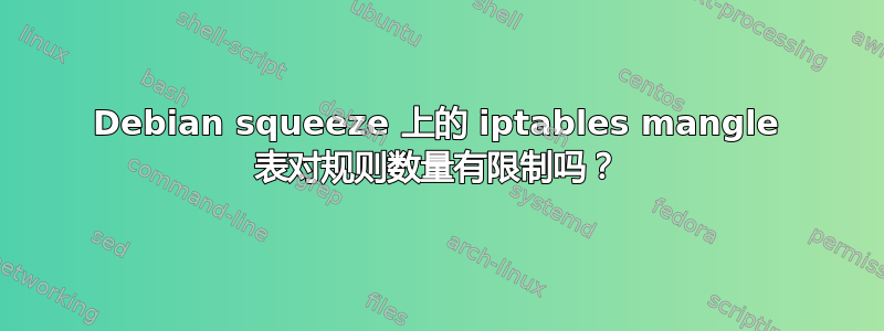 Debian squeeze 上的 iptables mangle 表对规则数量有限制吗？