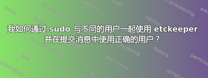 我如何通过 sudo 与不同的用户一起使用 etckeeper 并在提交消息中使用正确的用户？