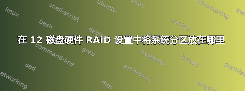 在 12 磁盘硬件 RAID 设置中将系统分区放在哪里