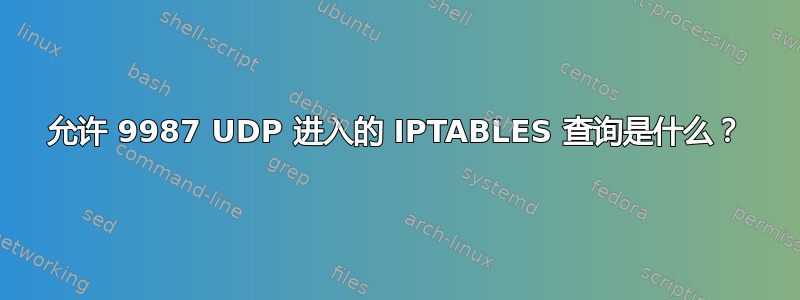 允许 9987 UDP 进入的 IPTABLES 查询是什么？