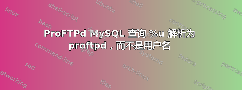 ProFTPd MySQL 查询 %u 解析为 proftpd，而不是用户名