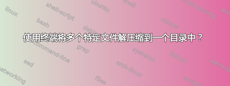 使用终端将多个特定文件解压缩到一个目录中？