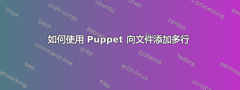 如何使用 Puppet 向文件添加多行